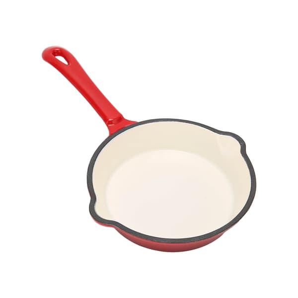Frying Pan Cast Iron Enamel Double Layer Nonstick Surface Long Handle Durable Robust Frying Pan for Home Restaurant