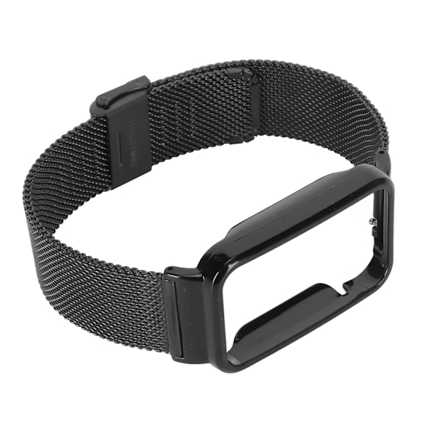 Mesh-rem i rustfrit stål med sort stødfangeretui, udskiftningstilbehør Passer til Mi Band 7 Pro Sort