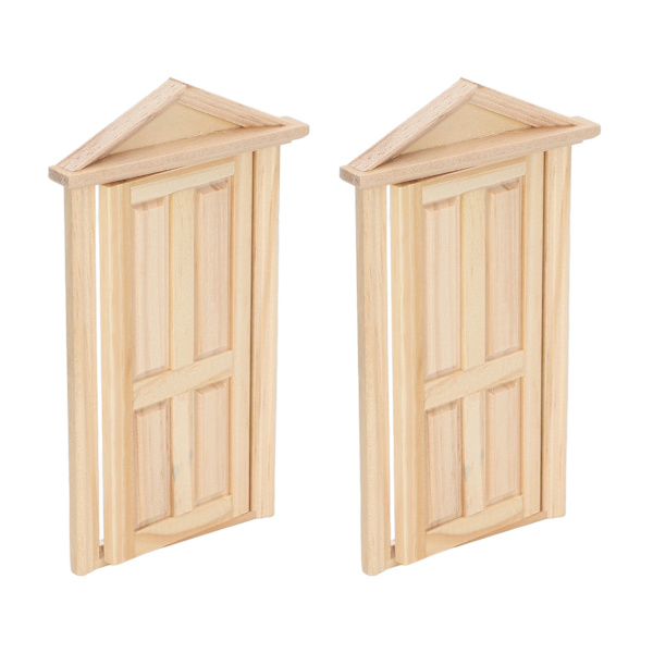 2 kpl Nukkekoti Miniatyyri Ovi 1:12 Skaala 1: 16 Skaala Huonekalut DIY Nukkekoti Mini Puuovi Jouluun
