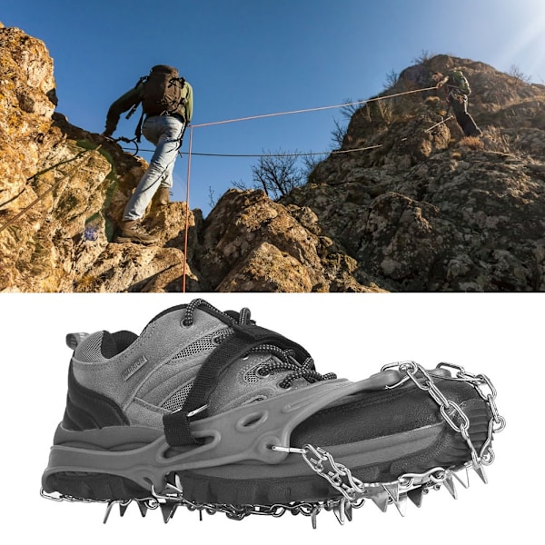 1 Par Universal 19 Tands Anti Slip Is-Klodser Sko Greb Pigge Klodser Crampons til Vandreture Klatring Grå