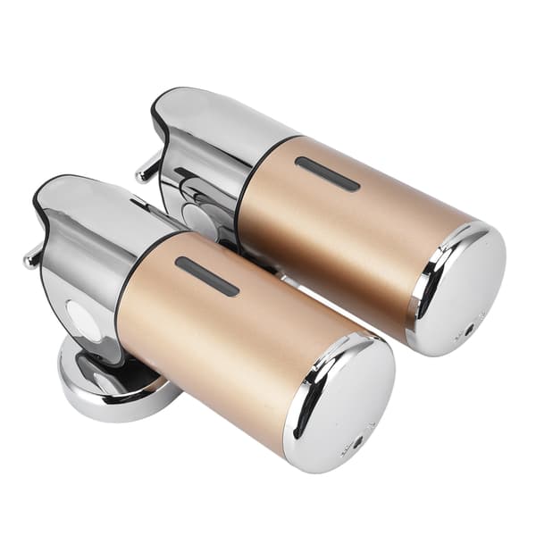 Wall Mounted Soap Shower Dispenser Double Pump 2 Separate Compartments Reusable Space Saving Shampoo Conditioner Dispenser 9506G Gold 1000ML