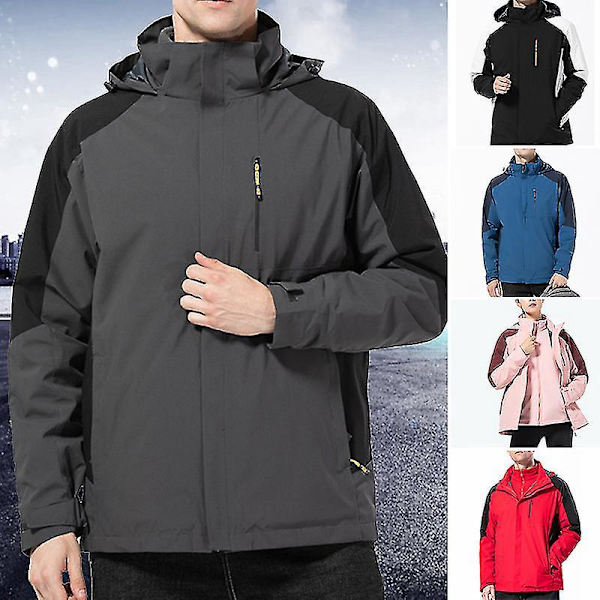 3-in-1 Vedenpitävä Tuulenpitävä Huppari Takki Miehille ja Naisille - XL Talvivuoristoasu