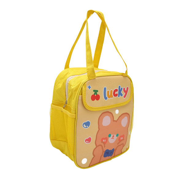 Eristetty lounaslaukku tytöille, sarjakuvakuvio, suuri kapasiteetti, alumiinifolio, paksu Kawaii-lounasrasia toimistoon, kouluun, keltainen karhu