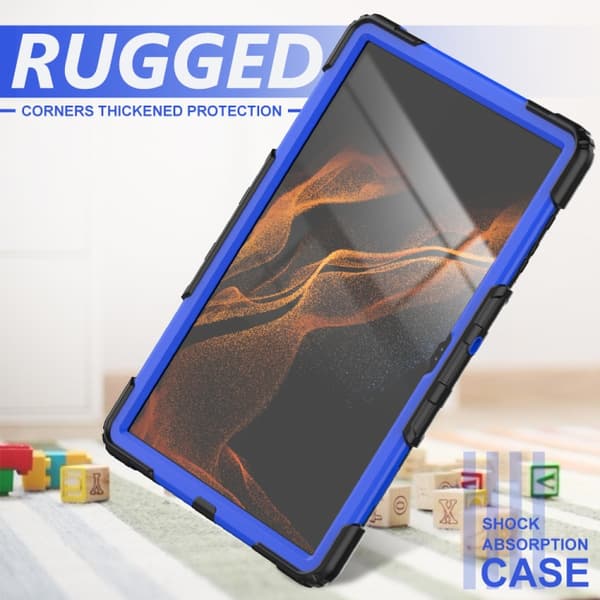Samsung Galaxy Tab S8 Ultra 14.6" SM-X900 Silikon + PC Tabletfodral Svart+Mörkblå