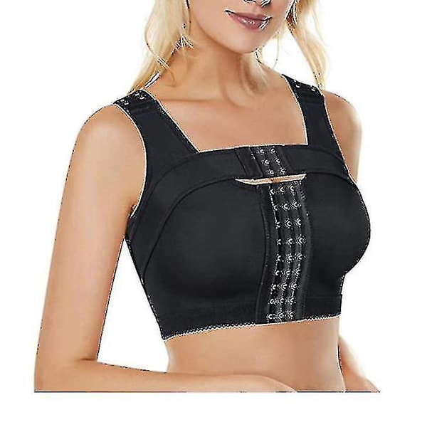 Postoperativ Holdningskorrigerende Sports-BH - Dame Forreste Lukning Shapewear (Sort)