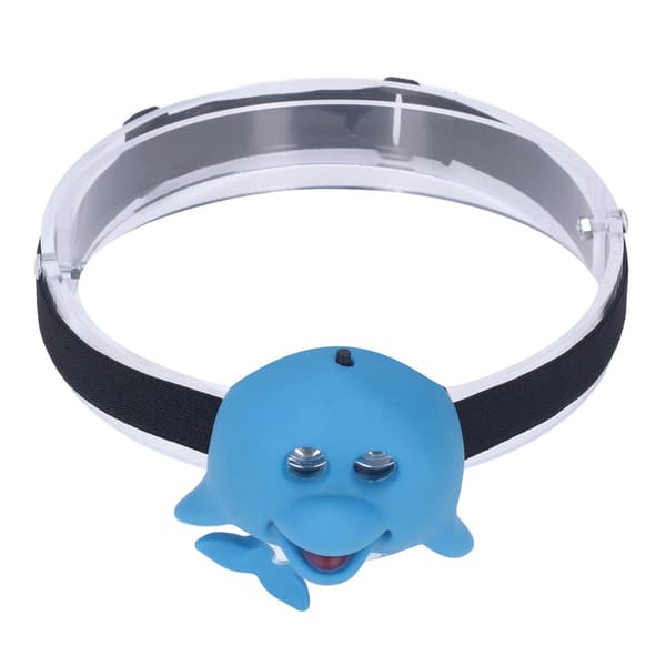 Kids Headlamp Blue Dolphin Shape Eco-Friendly Plastic 2 Light Modes Portable Battery Powered Headlight for Outdoor Use