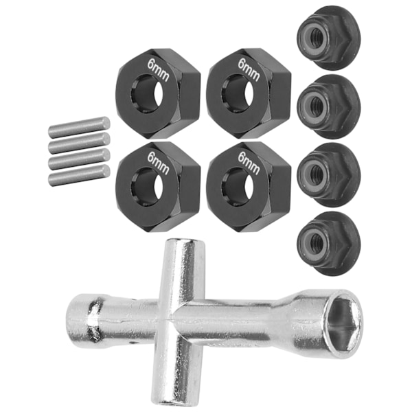12 mm Hex-navadapter 6 mm tjock M4 flänslåsmuttrar Kryssnyckelsats för 1/10 RC CarBlack