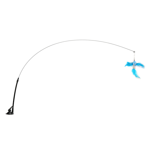 Funny Cat Feather Stick Interactive Handheld Cat Feather Wand med sugkopp för katter Blå flygfisk