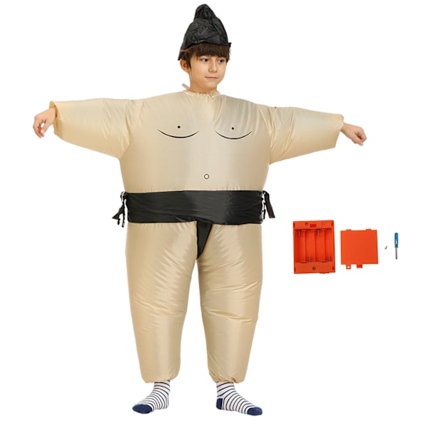 Uppblåsbara brottardräkter Vattentät Lätt återanvändbar Funny Blow Up Sumo Wrestler-dräkt för prestationsbarn (för 120-140 cm)