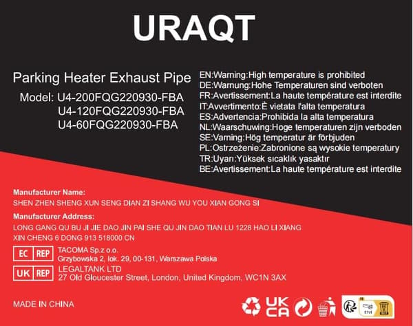 Eksosrør for parkeringsvarmer, 60 cm eksosrør i rustfritt stål, bileksosrør med 2 klemmer i rustfritt stål for dieselvarmer 60cm