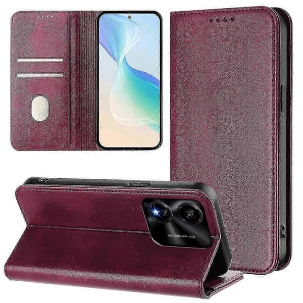 【LD】Kompatibel med Honor X5c Plus Pungetuier Retro Tekstur RFID Blokerende Læder Telefoncover