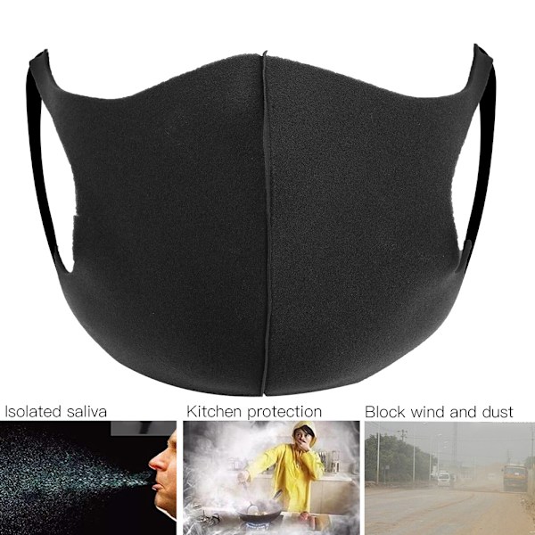3-pack Svart Svampskydd för Cykling, Damm- och Dimmskydd, Munskydd