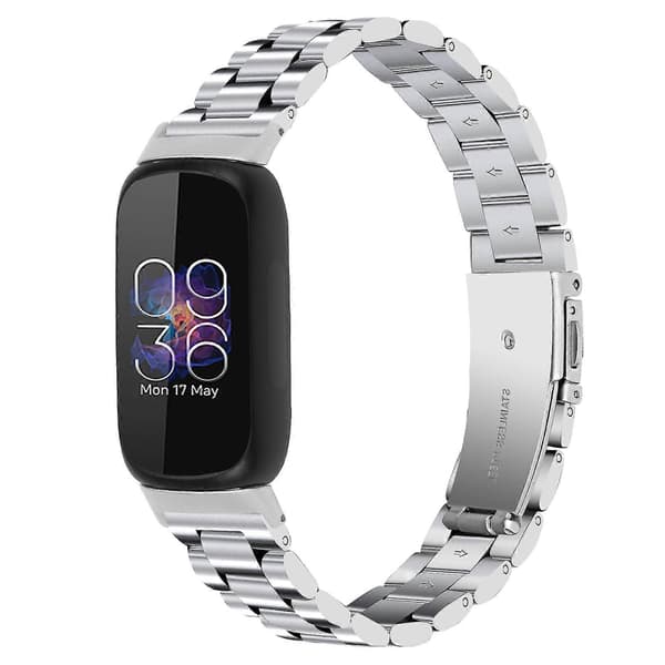 Kompatibel med Fitbit Inspire 3 rustfrit stål håndledsrem 3 perler erstatnings smarturrem