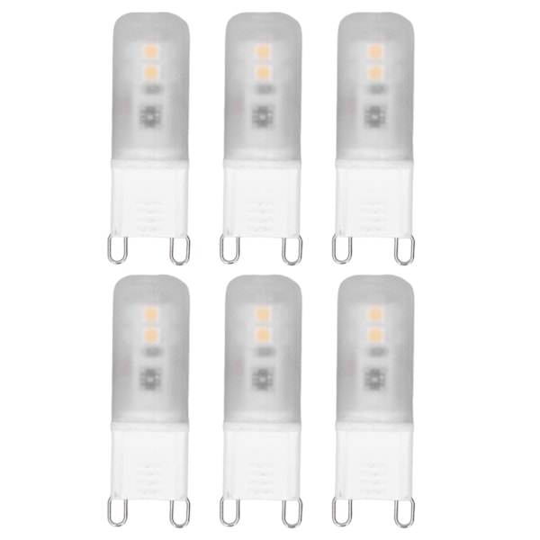 6st G9 LED-lampor Keramiska 200LM G9 Baslampor för byte av vägglampa ljuskrona 2W 20W Halogenekvivalent 220V Varmt ljus