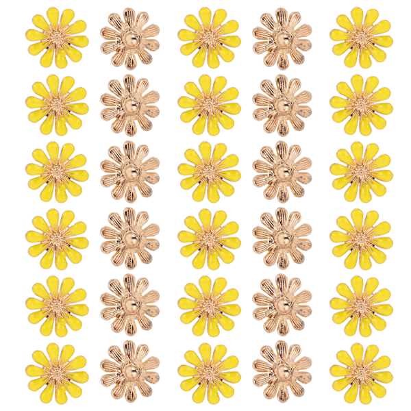 30 st Strass Applikationer Solros Fjäril DIY Hårdekoration Legering Tillbehör 1.8cm/0.7in Gul Daisy