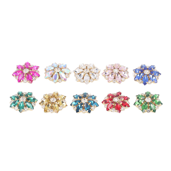 10 stk. Blomsterform Rhinestone Knapper Utsøkte DIY Sy På Rhinestone Knapper for Håndverk Klær
