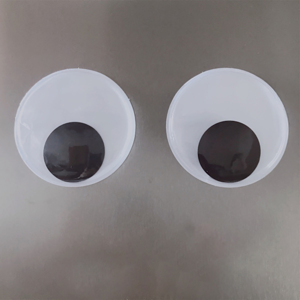 2 kpl Googly Eyes - Värähtelevät silmähartsit, itseliimautuvat käsityötarvikkeet, kodin sisustus jääkaappiin, 8 cm / 3,15 tuumaa, musta ja valkoinen