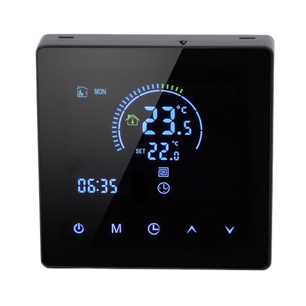 16A digital termostat med LCD-skærm Programmerbar termostat Elektrisk varmetermostat til hjemmekontor Hotel AC 90V‑240V Sort WiFi