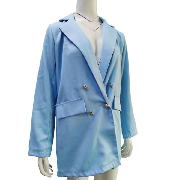 Damer Damer Casual långärmade blazers Enfärgad kavaj Work Office Öppen front kostymjacka blue S