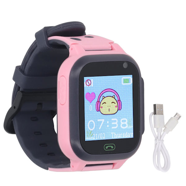 Børne Smart Watch Videoopkald Kamera Alarm Lommelygte Touchscreen Smartwatch til udendørs brug Rosa