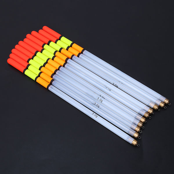 10 stk Holdbare Plast Fiskeflytere Bobber Stick Tube Multifunksjonelle Fiskefôr Agner Tilbehørsett (3,0 hvit)