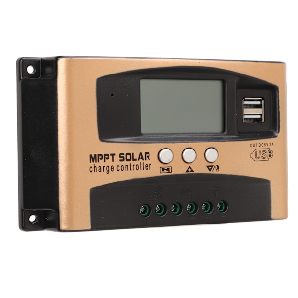 Solcelleladningsregulator MPPT Solcelleladningsregulator Solpanelregulator med LCD-skærm Parameter Justerbar Guld 60A