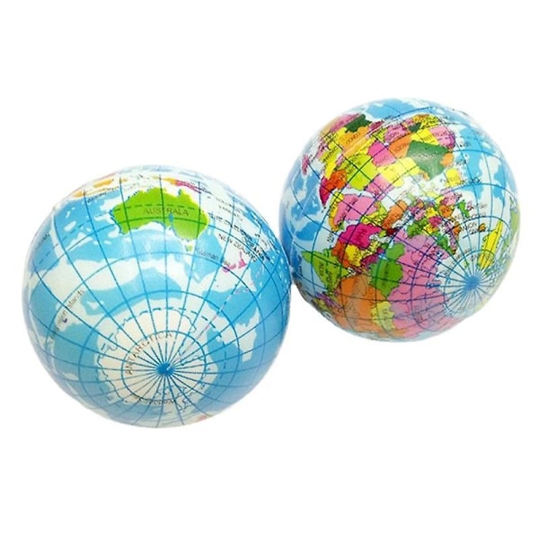 2st Liten Springball Gummiboll Globe Världskarta Turkos Grön Färgglad Ball Softboll Give-away Barn