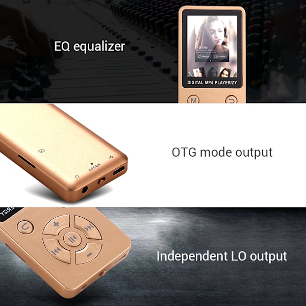 Mini LCD-näyttö MP4-mediasoitin Tukee 32G TF-kortta Ultraohut Mp4-soitin FM:llä E-kirja