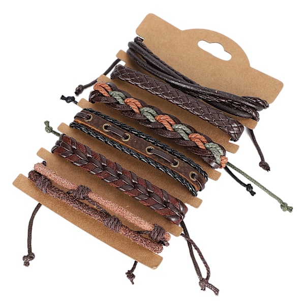 6 stk Mænd gør-det-selv Fashionable Vævede Armbånd Retro Flerlagsarmbånd Smykker Tilbehør