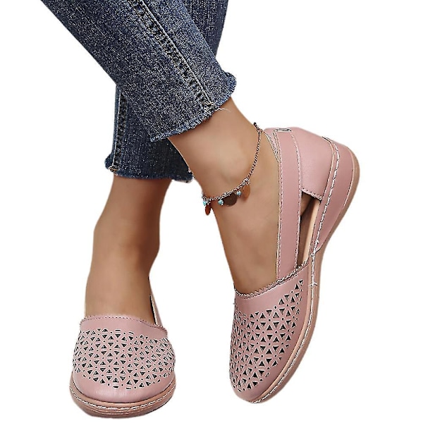 Rosa kilehælsandaler med huldesign - Avslappende og komfortable slip-on sko