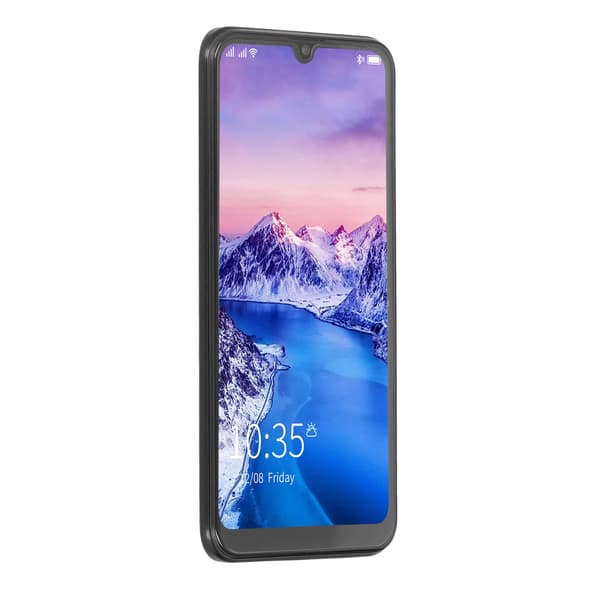 Android 10 smartphone, 6,26 tommer, ansigtsgenkendelse, 4 GB RAM, 64 GB ROM, sort