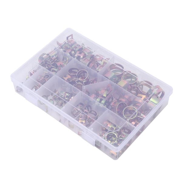 Spring Clips Clamps Sortiment Kit - 100 st för luftslang, vattenrör, fordonsbränsleledning