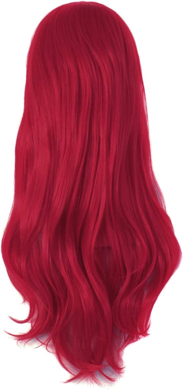 70 cm pitkä, kihara peruukki sivupäällä, tummanpunainen Dark Red 28"