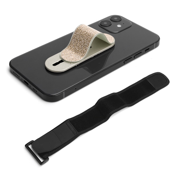 MOMOSTICK Mobiltelefonhållare med Fingerrem, Glitter Grip Stativ och Armband, Guld