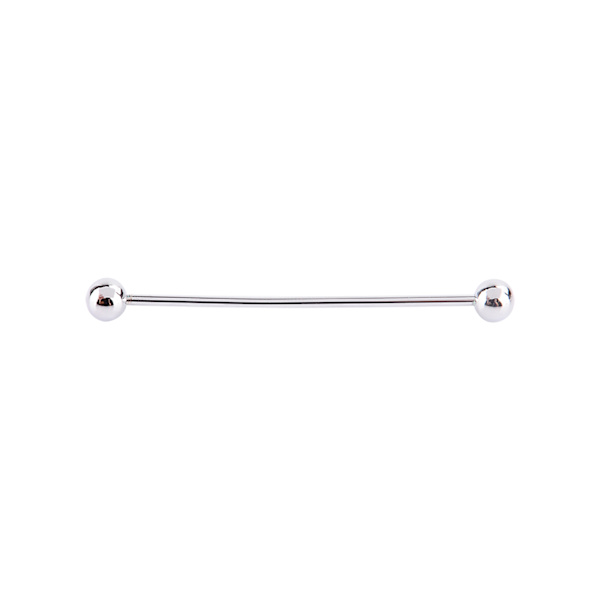 Män Silver Pläterad Tone Stål Krage Tie Pin Stud Skivstång Klämma Spänne Brosch 6CM