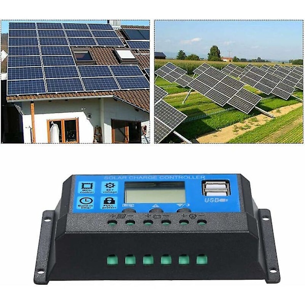 Solpanelregulator med to USB-porte og strømsikring