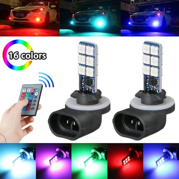 2 kpl 12V RGB LED-auton sumuvalot ajovalot kaukosäätimellä auton valot