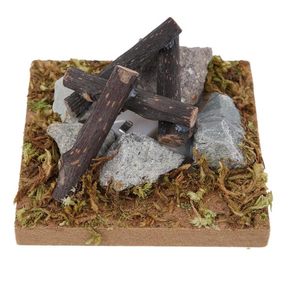 Dukkehust Miniatyr Have Scene Bål Træ Simuleret Bål Model Legetøjs Tilbehør Bål