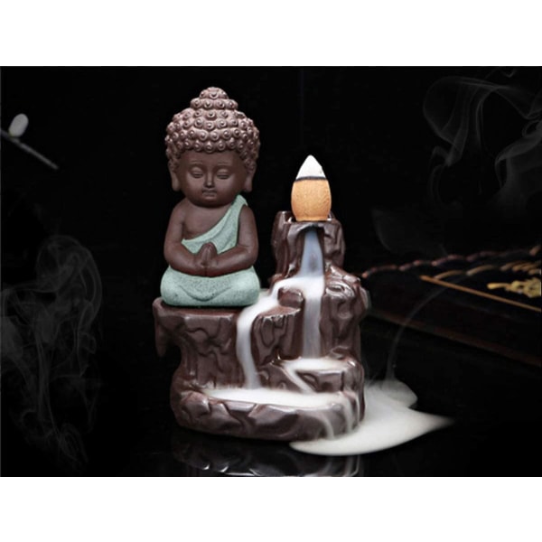 Lille Buddha-kegle Røgelsebrænder Keramisk Backflow Røgelsespindeholder Green