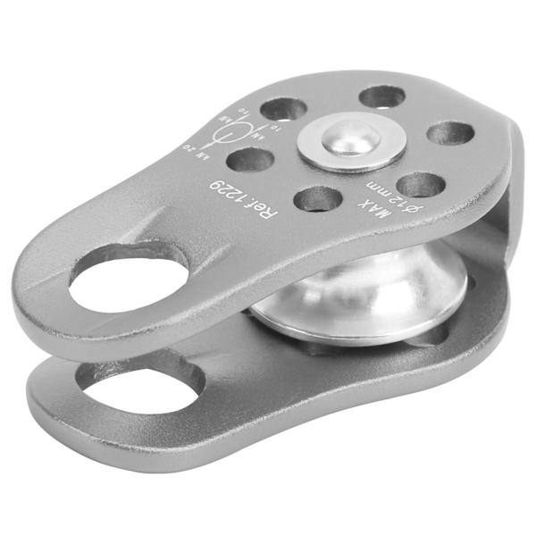 20KN Liten Klätterrulle i Aluminium för Utomhusbruk, Mikro Fixerad Sidrulle för Arbeten på Höjd, Grå