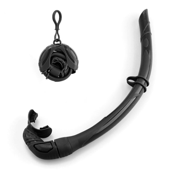 Silikon sammenleggbar snorkel med kompakt oppbevaringsveske Kvinner Menn Roll Up Snorkel våt pusterør for snorkling, modell: svart