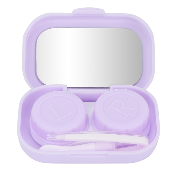Mini Travel Kontaktlins Box Set Pincett Remover Stick Portabelt kontaktlinsfodral Lila
