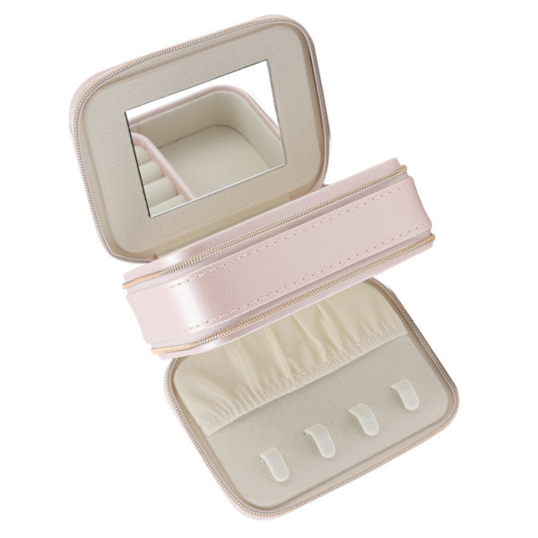 Smyckesfodral Dubbellager Bärbar Rosa Halsband Krokdesign Bekvämt handtag Resesmyckeskrin