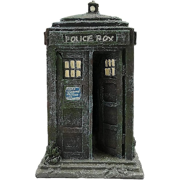 Tardis Politiboks Akvarium Fiskegjemmested Harpiks Ornament - Blå