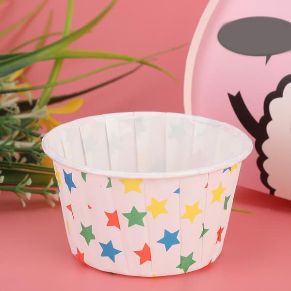 50 stk Mini Cupcakeforme Papir Runde Kagebager Kopper Muffinsforme Hjemmefest Bryllup (Stjerne)