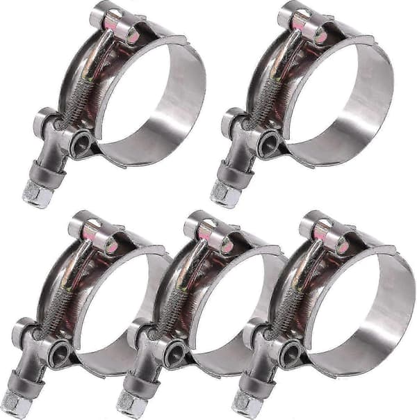 Sæt med 5 bløde kabelklemmer i rustfrit stål, slangeklemmer i rustfrit stål med T-bolt 41-46MM