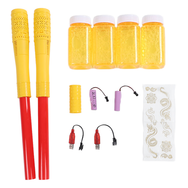 Barn Bubble Maker Automatisk Dual Head Golden Stick Bubble Toy Uppladdningsbar bärbar leksak