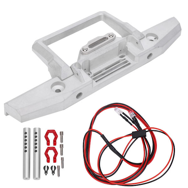 RC frontfanger med LED-lystilbehørssett passer for SCX10/TRX 1/10 RC bilmodell Sølv