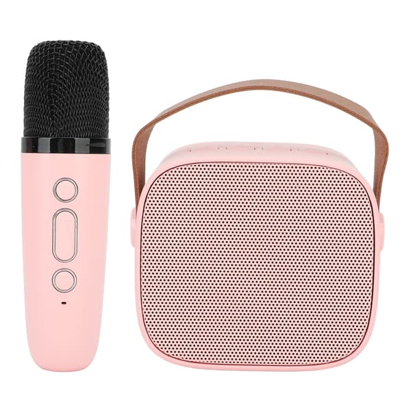 Mini Karaoke Machine with Wireless Microphone Portable Bluetooth Speaker for Kids Adults Pink