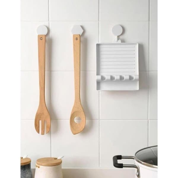 Hvit skjestøtte, spatelholder, 14x12,7 cm